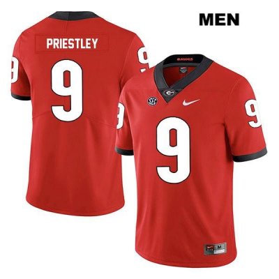 Men's Georgia Bulldogs NCAA #9 Nathan Priestley Nike Stitched Red Legend Authentic College Football Jersey PSR2354VG